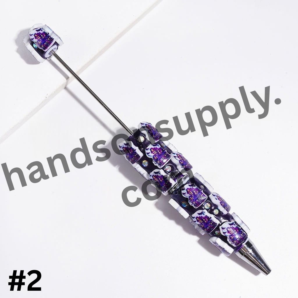 Spooky Iconic Horror Comedy Character American Transnatural Designs, Blue Series with Sparkling AB Rhinestones Beadable Clay Pens, Random Mix