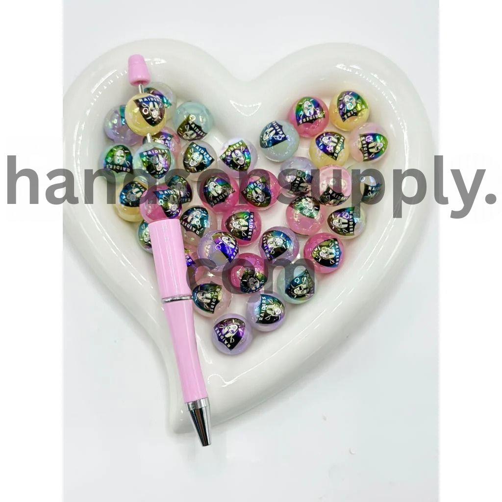 Round Jelly Color USA American Football Team Sports Acrylic Beads, 16MM