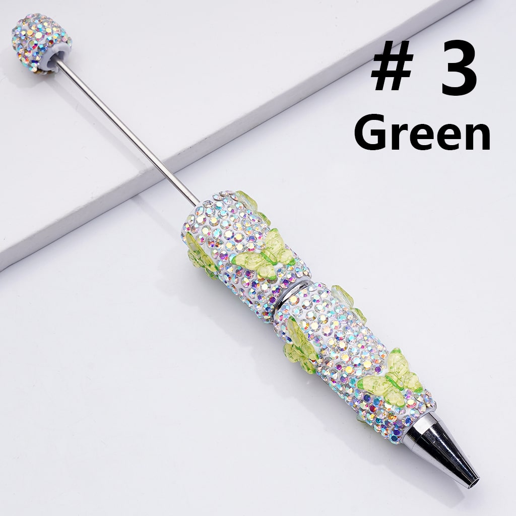 Black Rhinestones Double Color Butterfly Beadable Clay Pens