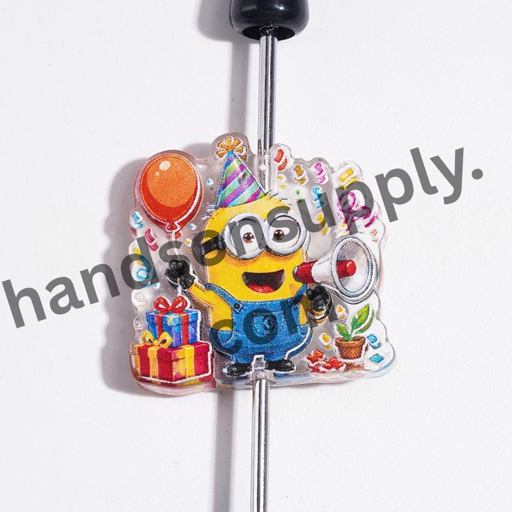 Cheerful Yellow Banana Character Series in Assorted Expressions Semi-Clear Acrylic Beads, Random Mix