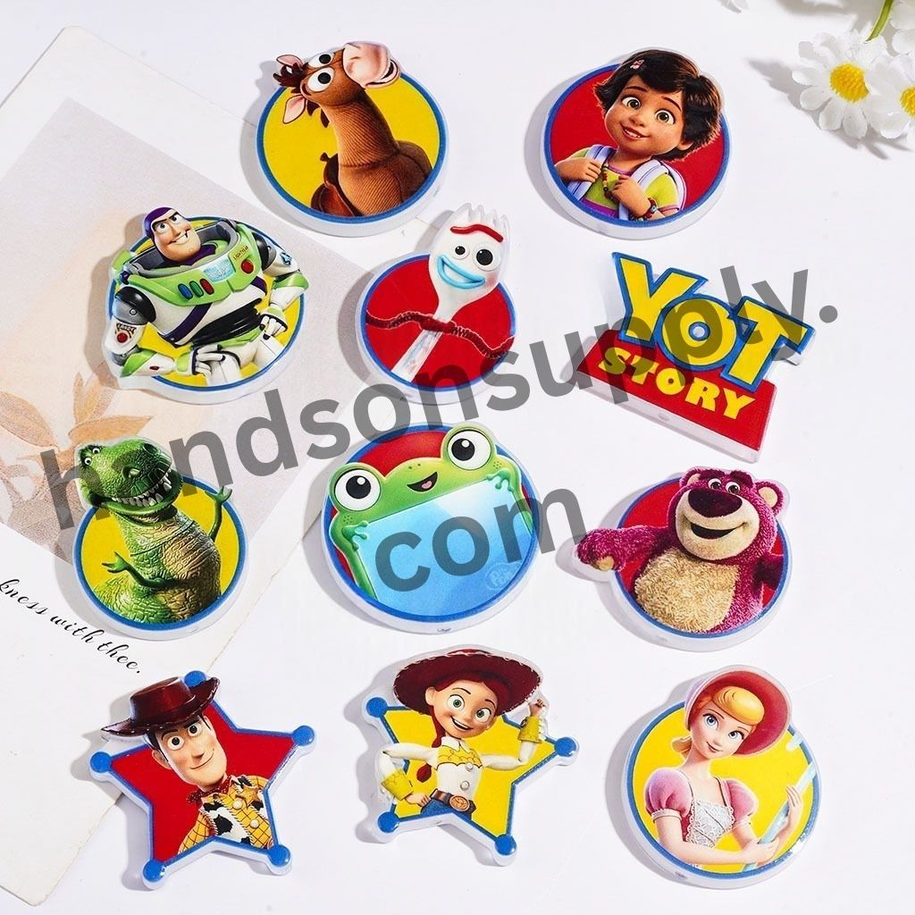 Whimsical Toy Adventure Puppet, Pink Bear, Dino, Frog & Donkey Character Series Acrylic Beads, Random Mix