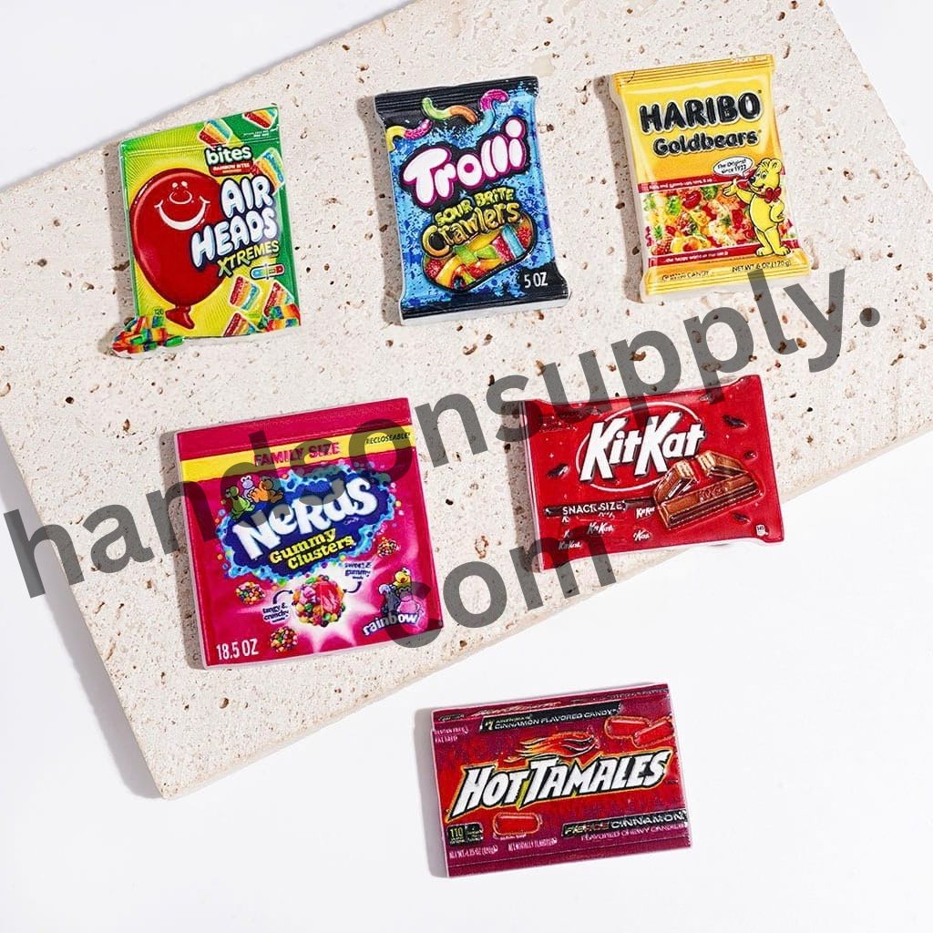 Fun Snack Packaging Bag Designs Acrylic Beads Collection, Various Styles, Random Mix