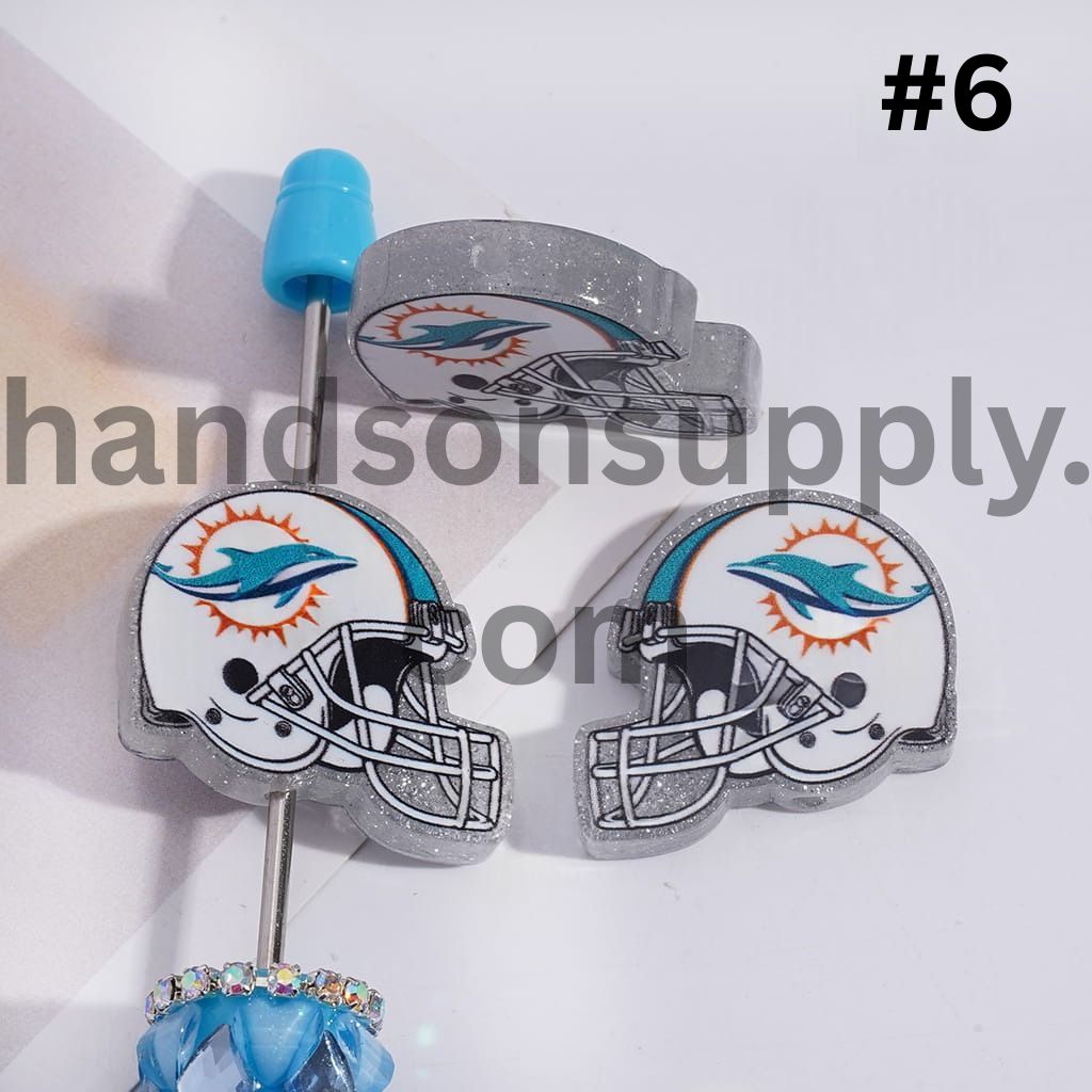 Silver Glitter USA American Football Helmet Shape Acrylic Beads 22*26MM