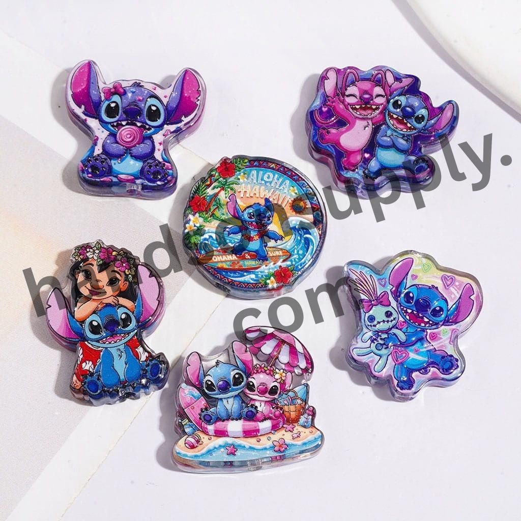 Cute Fantasy Playful Blue Monster Character Series Semi-Clear Acrylic Beads, Random Mix