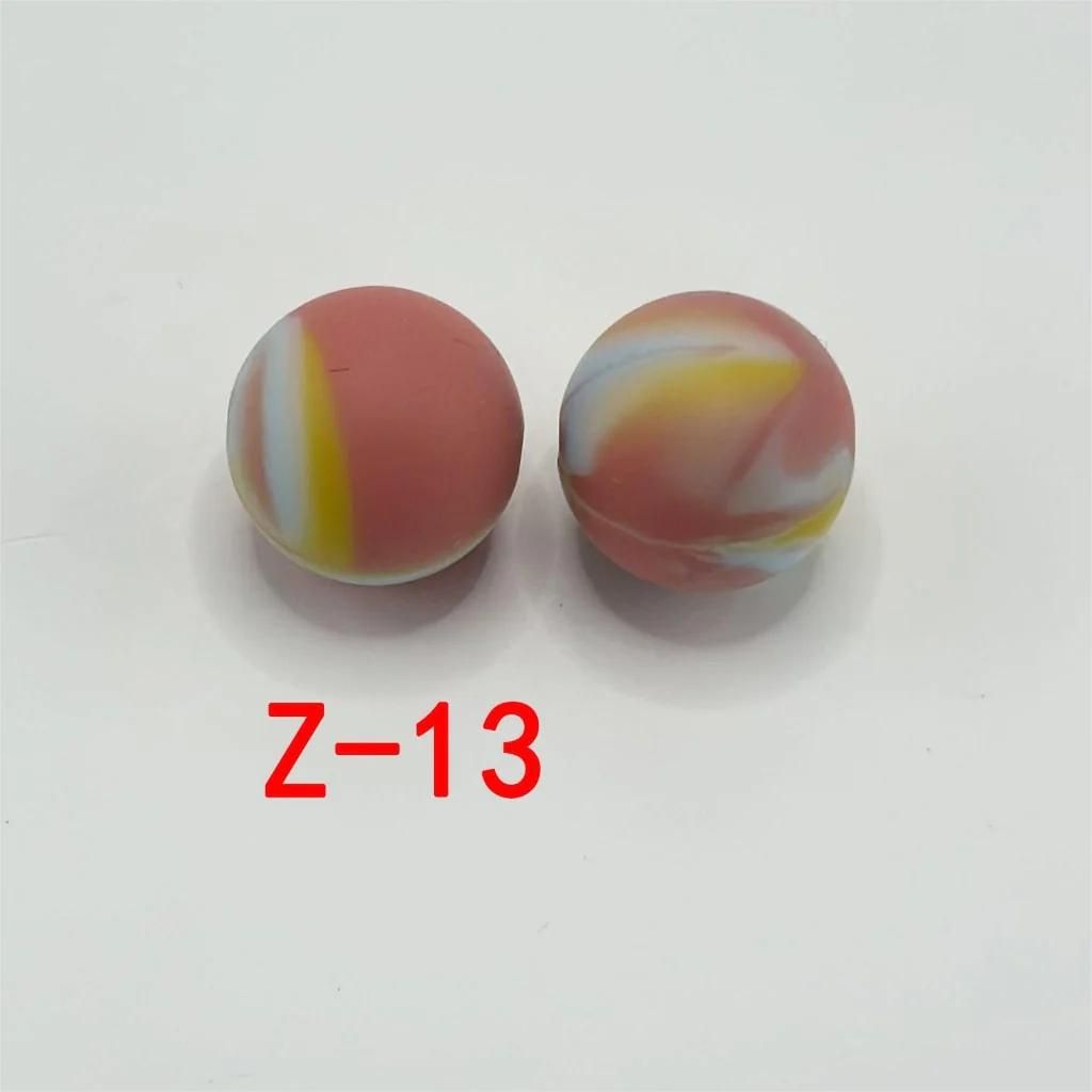 Multicolor Abstract Marble Pattern Printed Silicone Beads with Swirls, 15mm