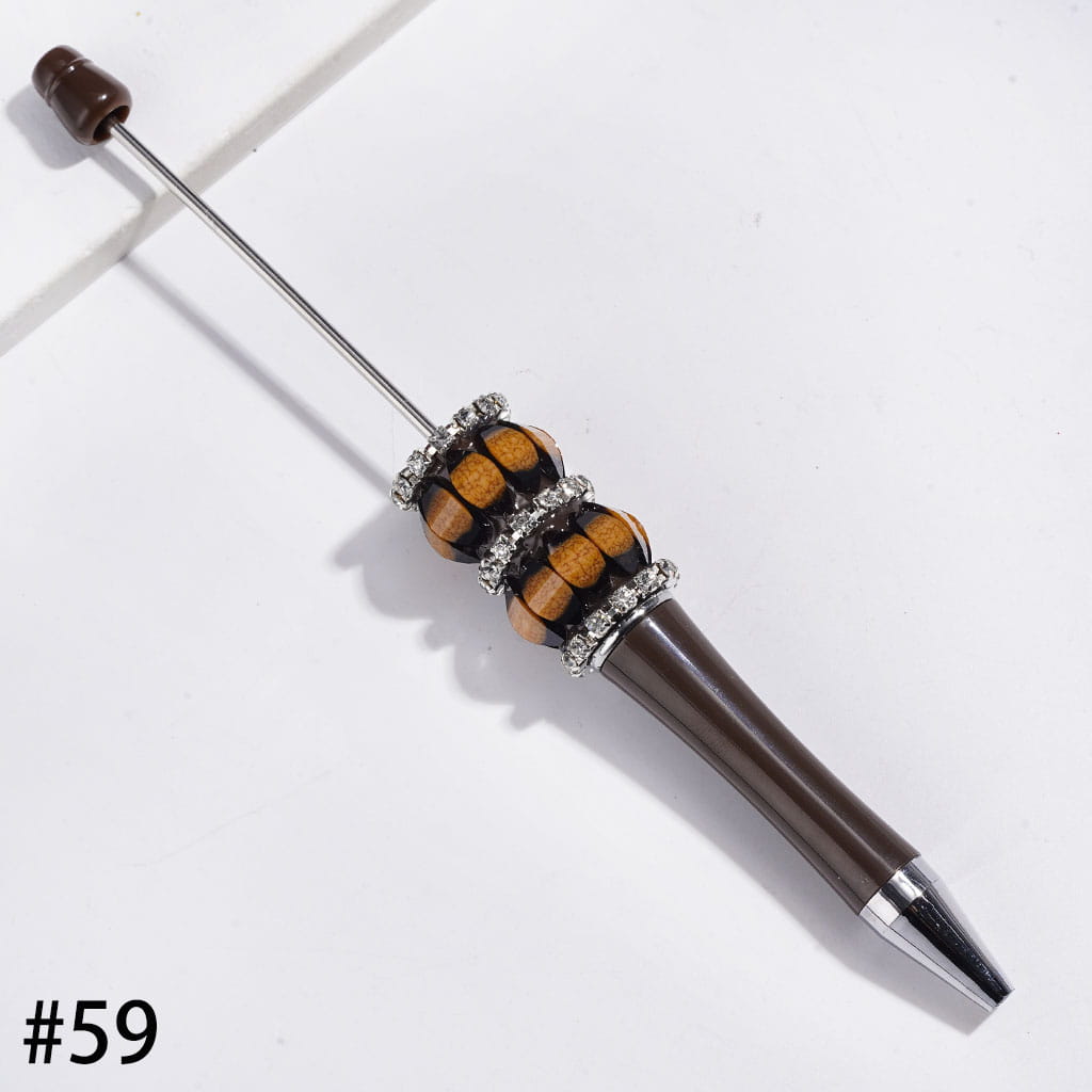 Handmade Beadable Pens Mini Pumpkin with Crack Marquise Cut Rhinestones and Clear Chains, Multi-Color