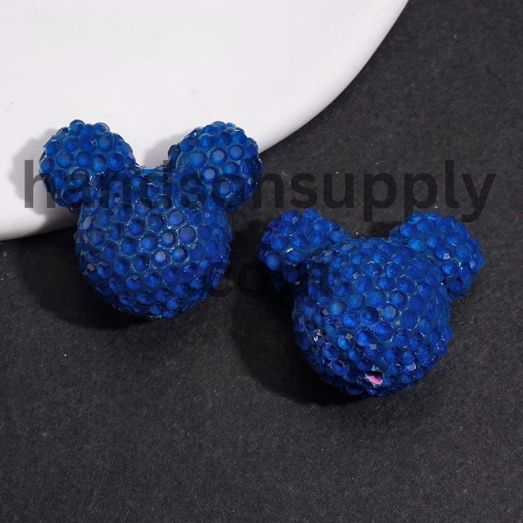Vibrant Neon Colorful Mouse Head Shape with Sparkling Rhinestone Clay Beads 22*23MM, Multi-Color (Please Read Description)