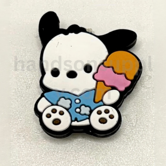 Pochac Dog Holding Ice Cream Cartoon Style Design Silicone Focal Beads