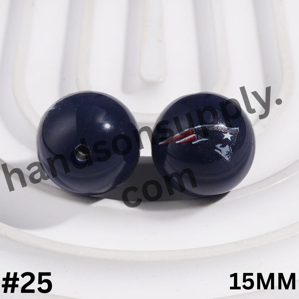 American Football Team Acrylic Beads for Bracelets, 15MM