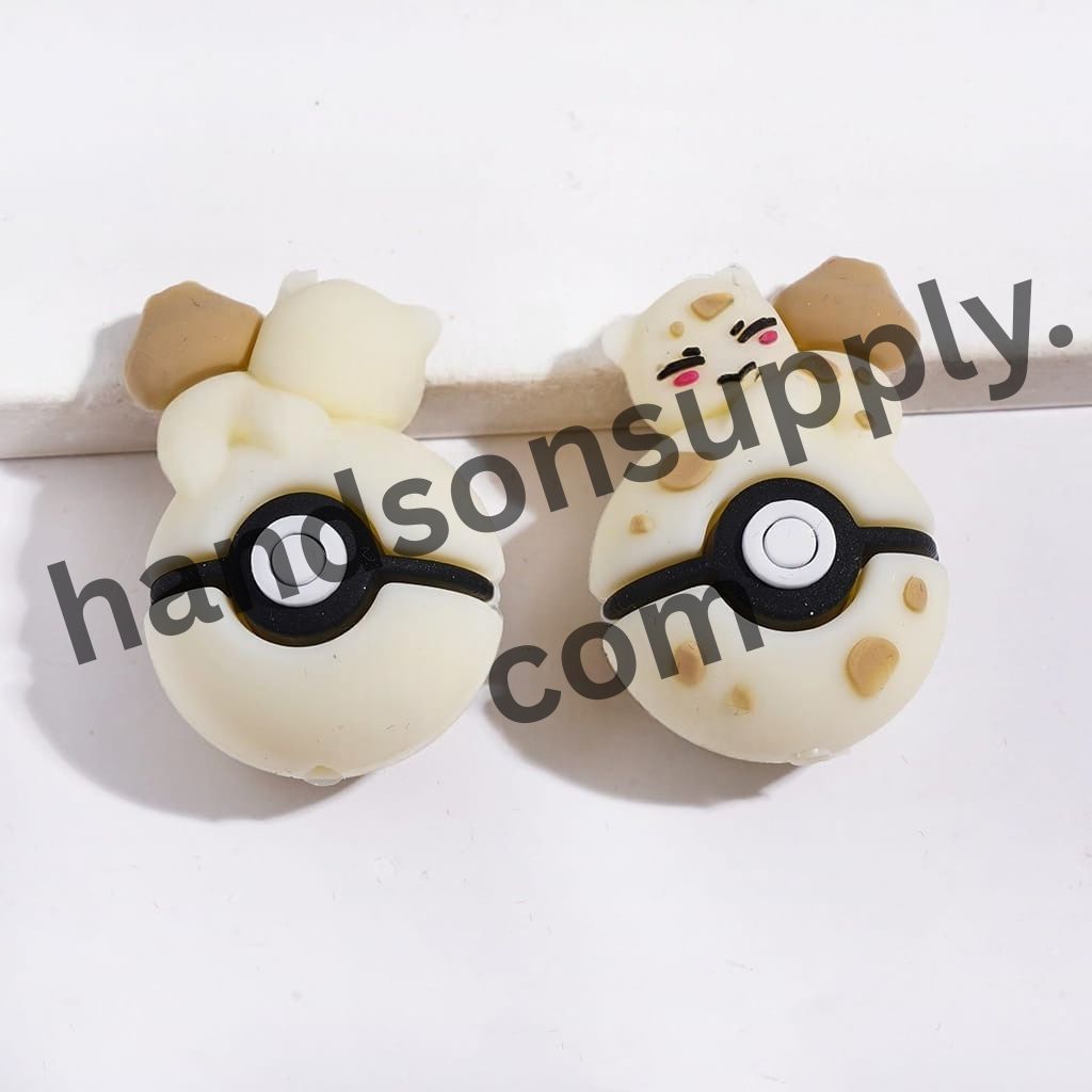 3D Mystical Spirit Cat Resting on Magic Ball Silicone Focal Beads, 20*30MM, Multi-Color