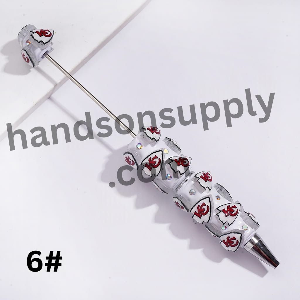 USA Football Team & Baseball Heart Design Series with Sparkling AB Rhinestone Beadable Clay Pens
