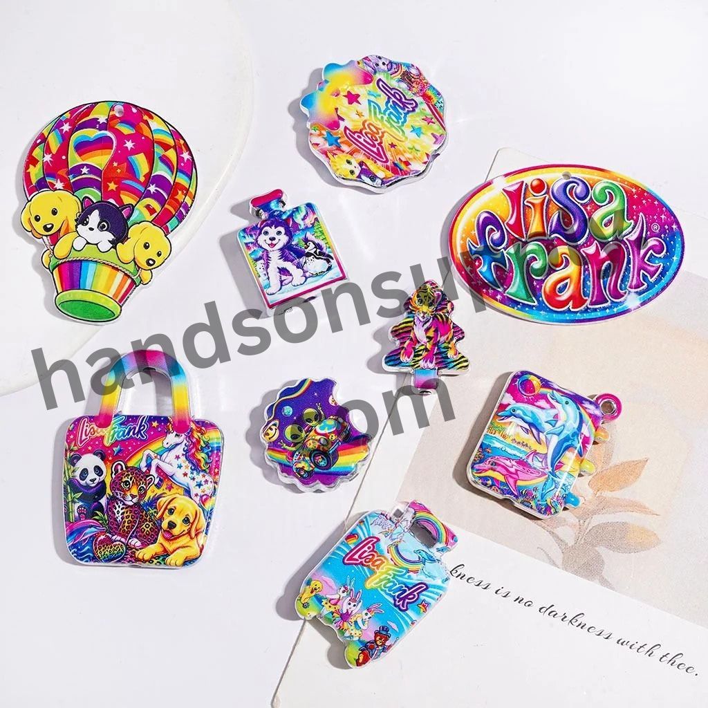 Cheerful Rainbow Cartoon Character Designs Animal Theme Acrylic Beads and Pendants, Random Mix