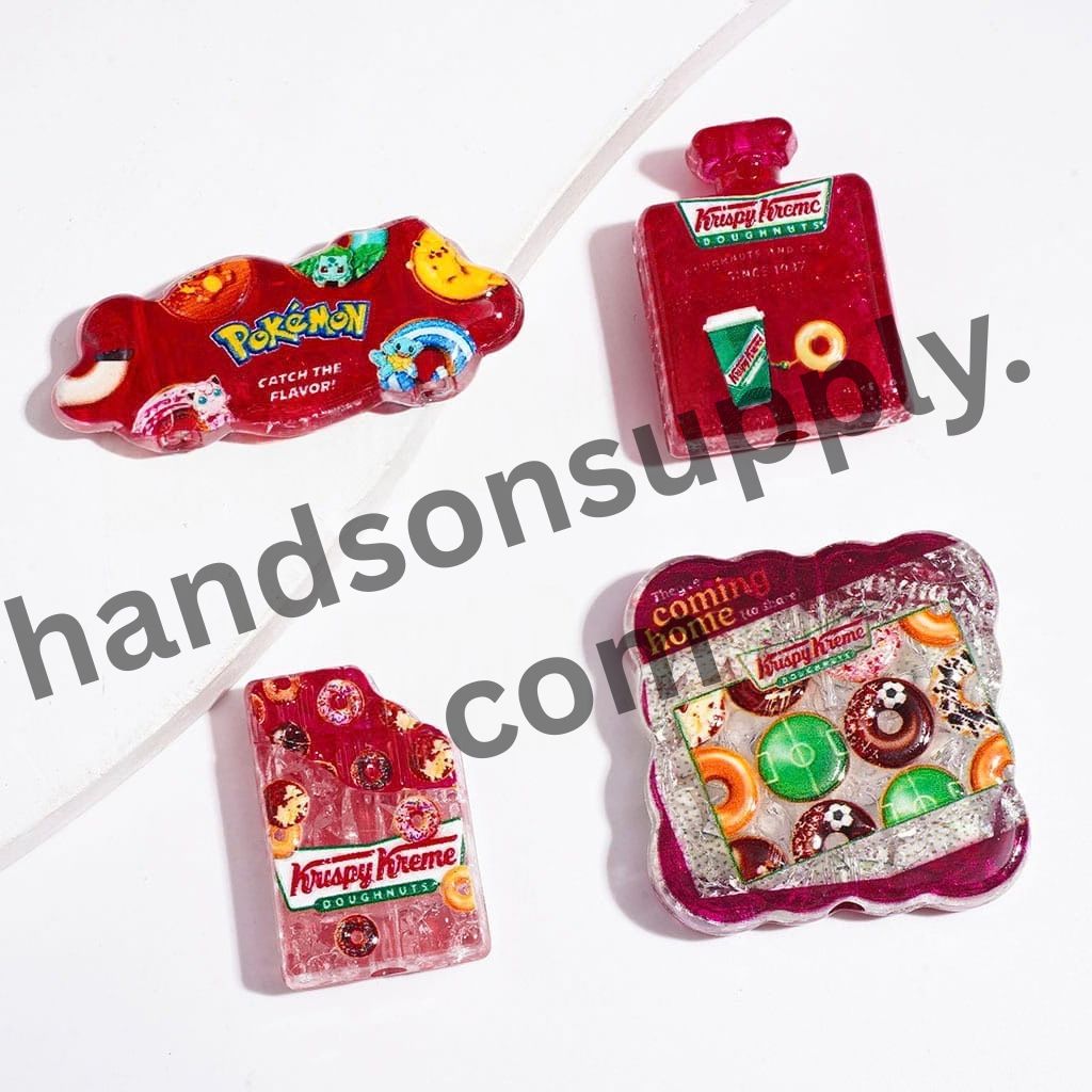 Colorful Sprinkle and Various Donut Designs, Red Dessert Theme Acrylic Crackle Beads and Pendants, Random Mix