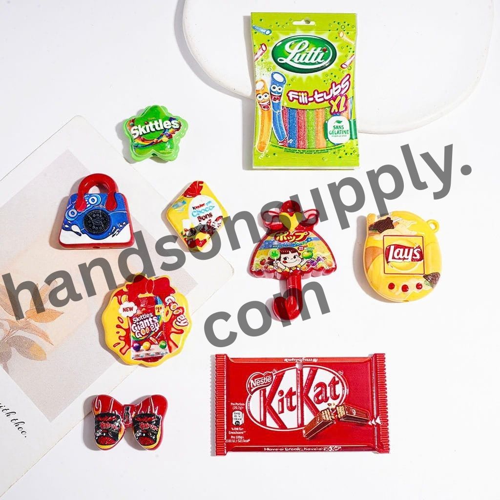 Playful Fun Potato Chips, Soft Drink, Candy, Chocolate & Cookie Series Snack-Themed Acrylic Beads & Pendants, Random Mix