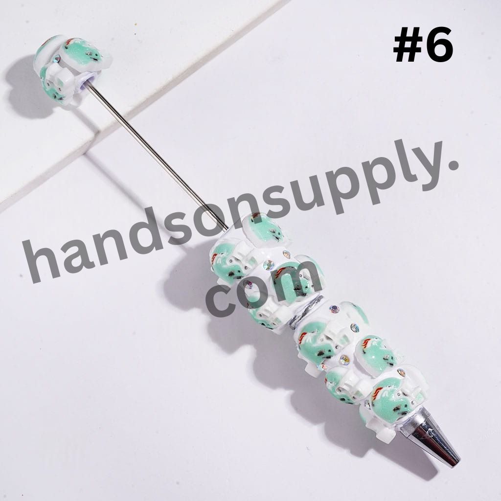 American Football Helmet & AB Rhinestone Assorted Team Series Beadable Clay Pens, Multi-Color