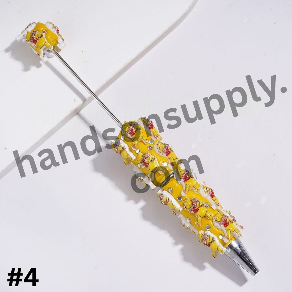 Playful Animal Character Series Donkey, Tiger, Bear & Pig with Sparkling AB Rhinestones Beadable Clay Pens, Multi-Color
