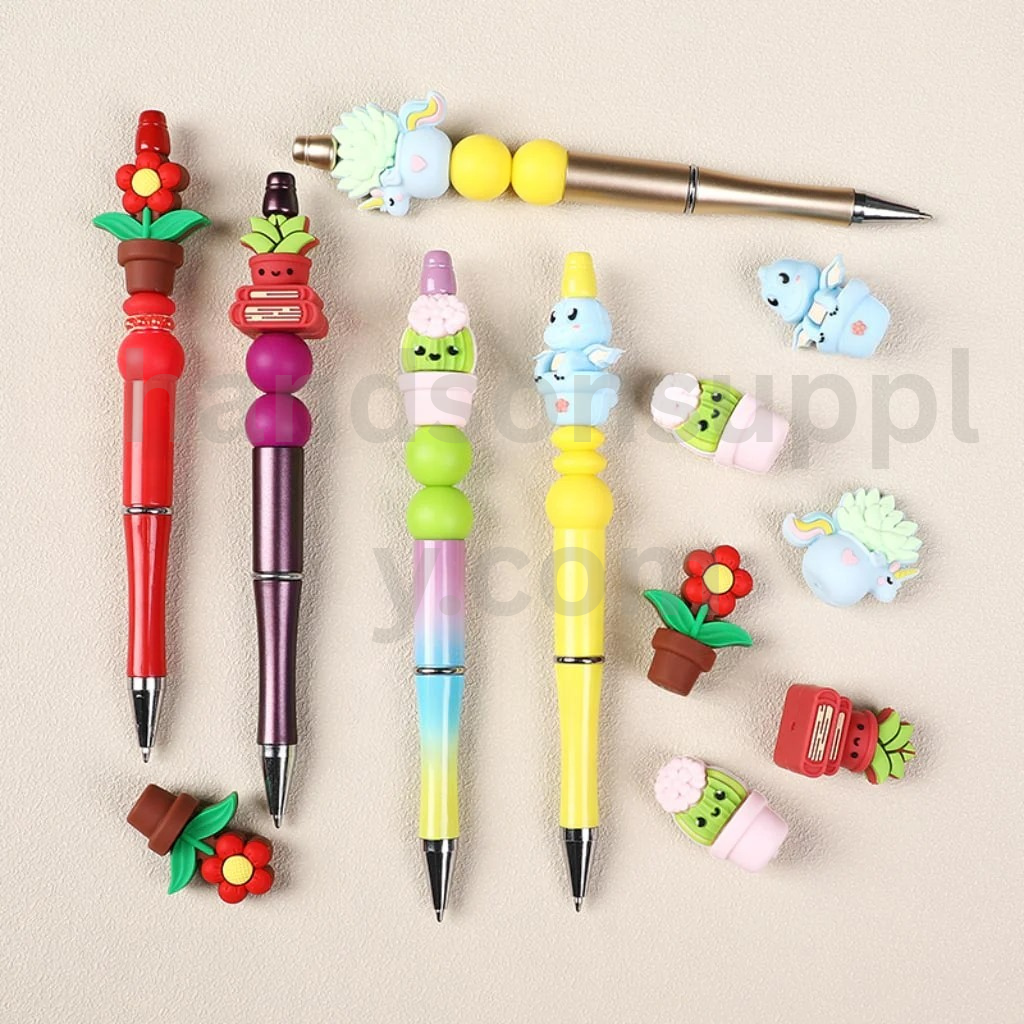 Red Book Cactus Flying Dragon Unicorn Flower Pots 3D Cute Silicone Focal Beads
