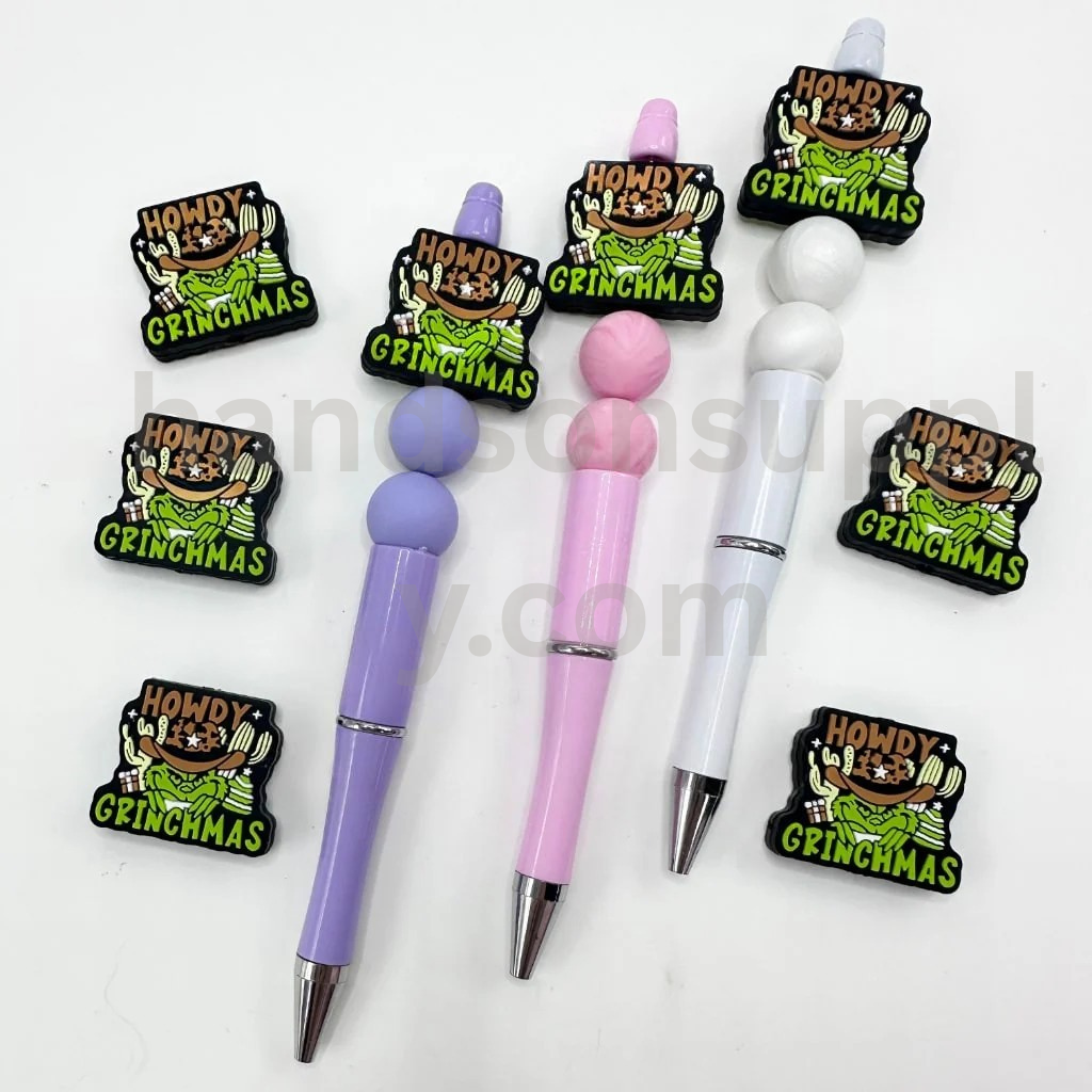 Howdy Green Monster Grinc in Brown Cow Boy Hat Christmas Tree Gift Silicone Focal Beads