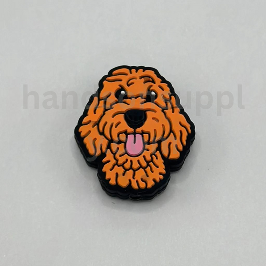 Cute Orange Poodle Puppy Dog Pet Design Silicone Focal Beads