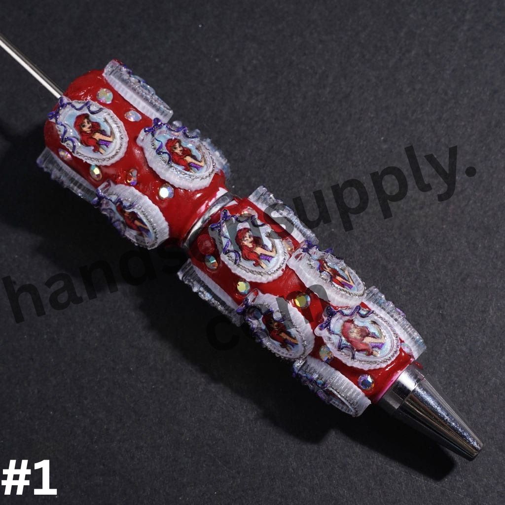 Classic Princess Character Series with Oval Mirror, Bowtie and Sparkling AB Rhinestones Beadable Clay Pens