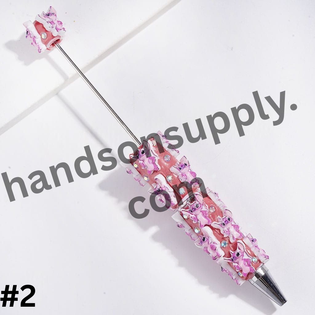 Cute Monster Character Series Design with Sparkling AB Rhinestones Beadable Clay Pens