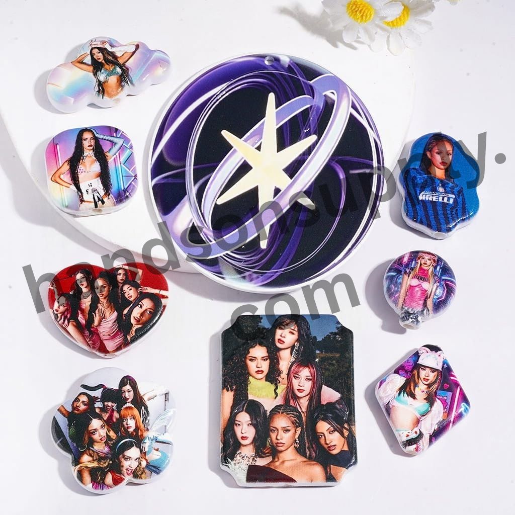 Adorable Korean Girl Group Series Acrylic Beads & Pendant, Random Mix