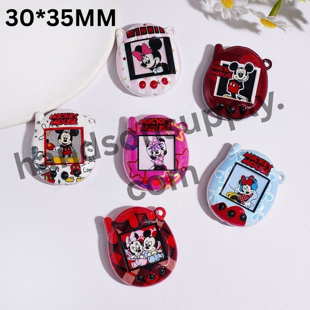 Playful Classic Mouse Character Animal Theme Acrylic Beads & Pendants, 30*35MM, Multi-Color Random Mix