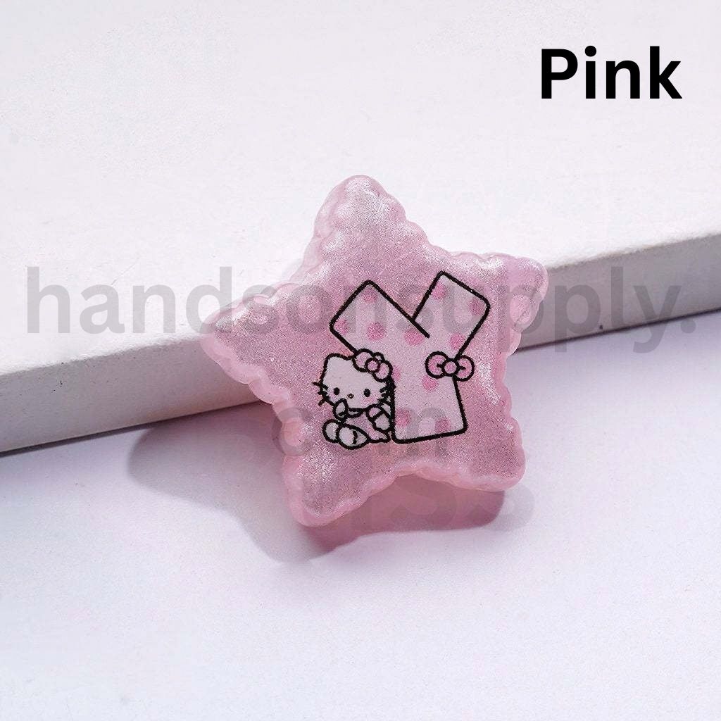 Glitter HK Kitten with Letters in Star Shape Colorful Acrylic Beads 24MM