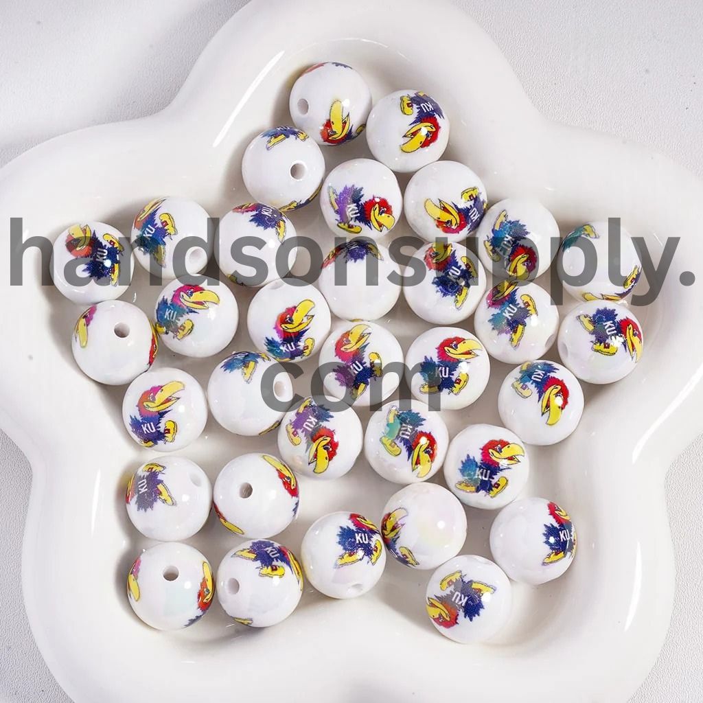 UV Coating American College Football Acrylic Beads, 16MM