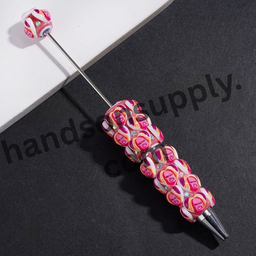 Charming Fashion Doll with Heart & Surprised Expression, Sparkling AB Rhinestone Design Beadable Clay Pen