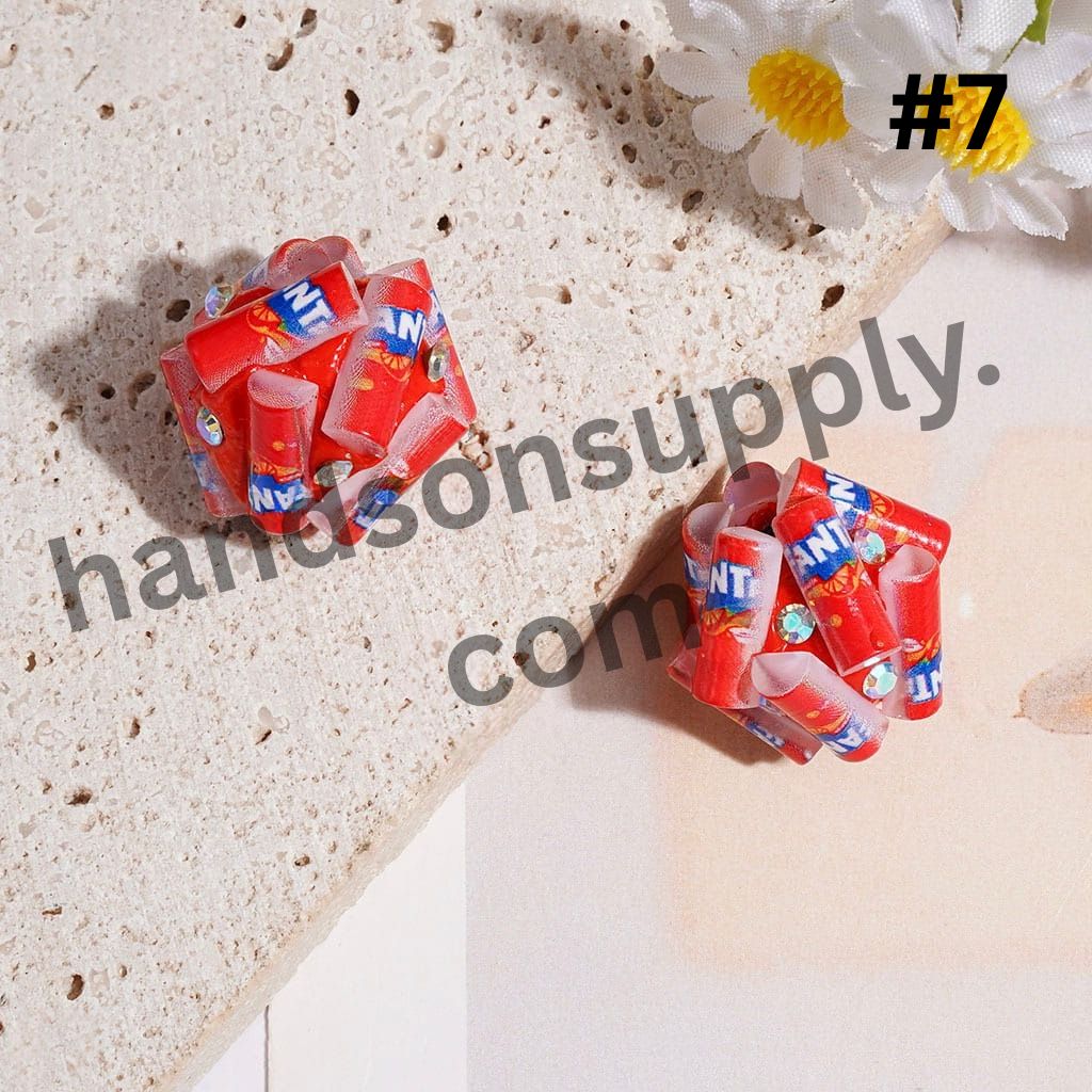 Mini Soda Soft Drink Can & Bottle Shape Clay Beads with AB Rhinestones, 20MM, Multi-Color