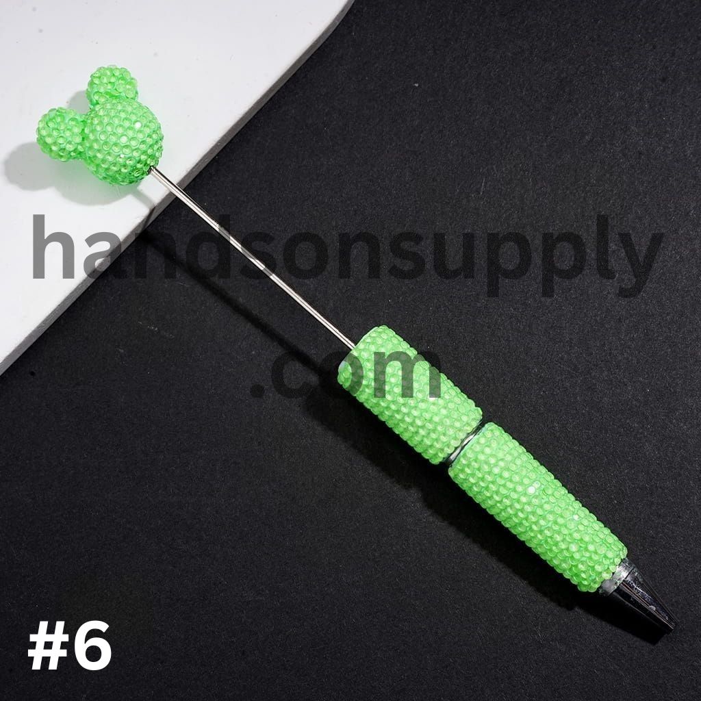 Vibrant Color Mouse Head Pen Topper with Sparkly Rhinestone Fluorescent Beadable Clay Pen (Please Read Description)