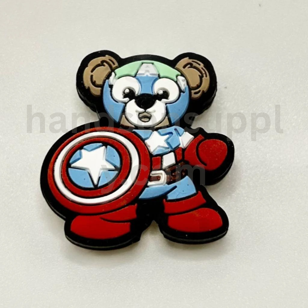 Captain Teddy Bear Super Hero Beads Mixed Assortment Silicone Beads