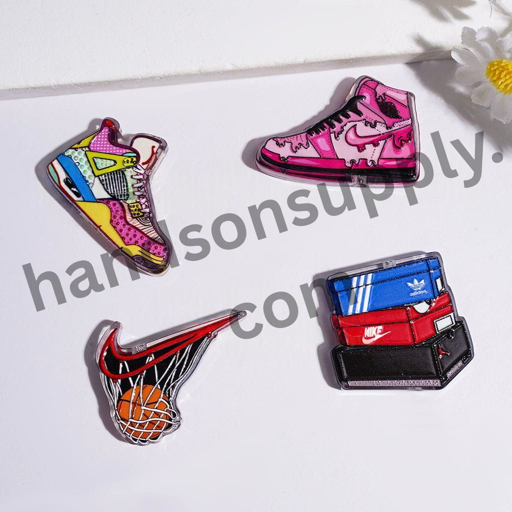 Trendy Sports Sneaker & Shoe Box Acrylic Beads, Semi-Clear Random Mix