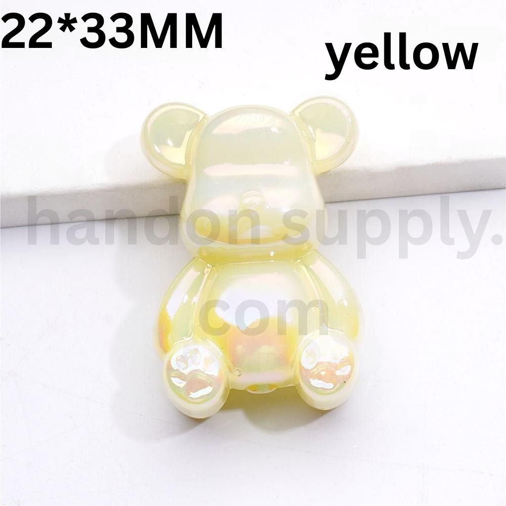 UV Coated Bearbric Style 33×22MM Solid Color Acrylic Beads Single Option Available