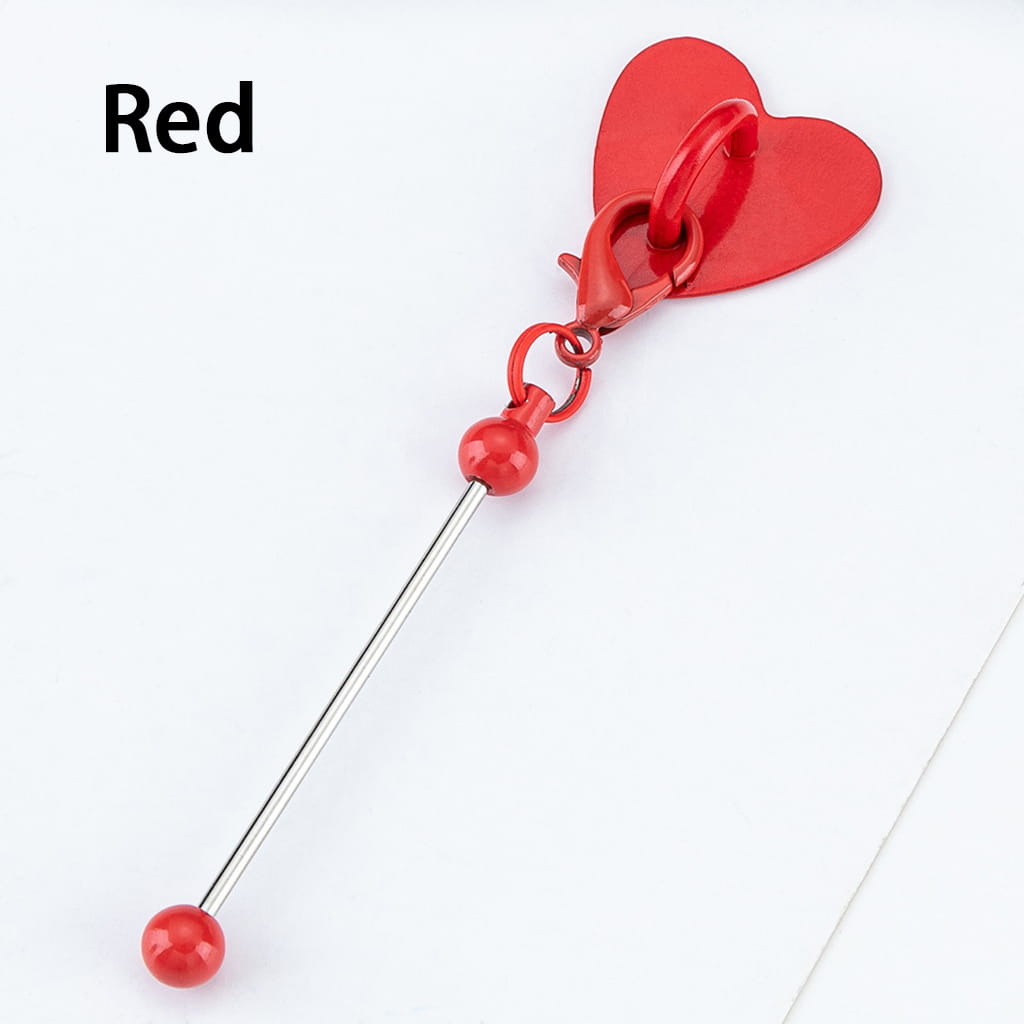 DIY Beadable Keychain Bar with Mini Lobster Clasp & Heart Accessories, 9.6*2.5CM