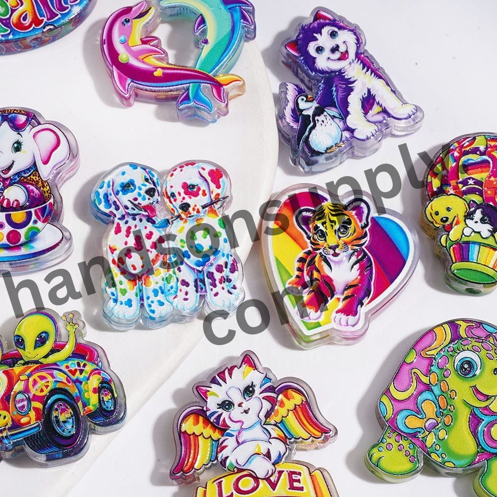 Retro Brightly Colored Animal Character Designs with Semi-Transparent Acrylic Beads, Random Mix
