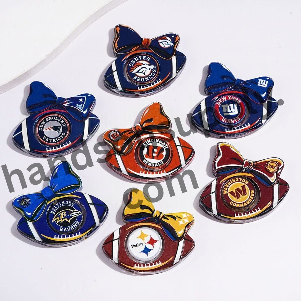 Sporty American Football Shape with Bowtie Collection Set  Series Acrylic Beads, Update Other Style Later |  (Please Read the Description)