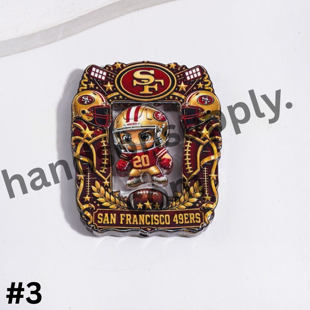 American Football Team Design Hollow Square Photo Frames and Athlete-Shaped Acrylic Beads Collection Set