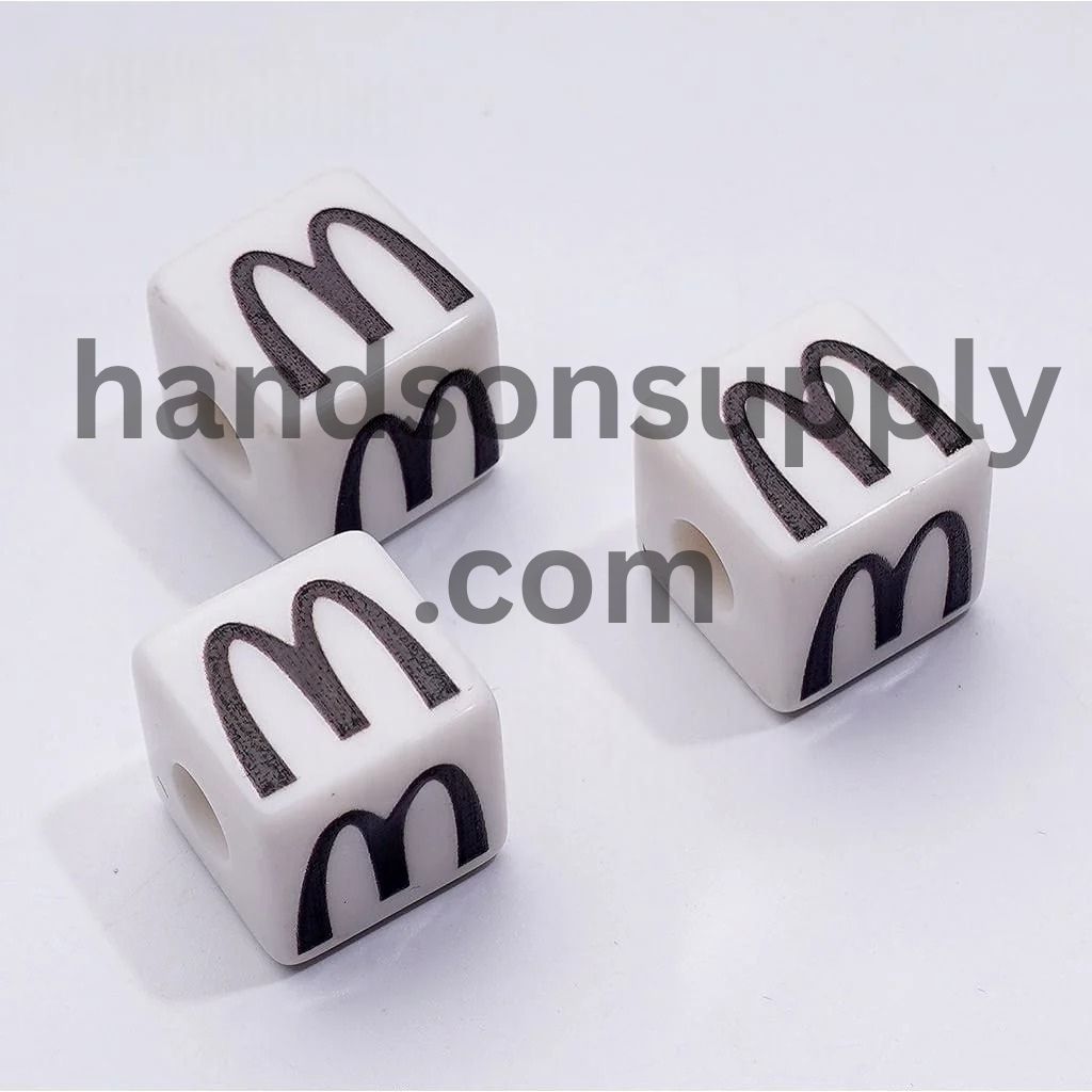 Multi-Color McDonal Series Square Cube Cute Acrylic Beads, Around 16MM