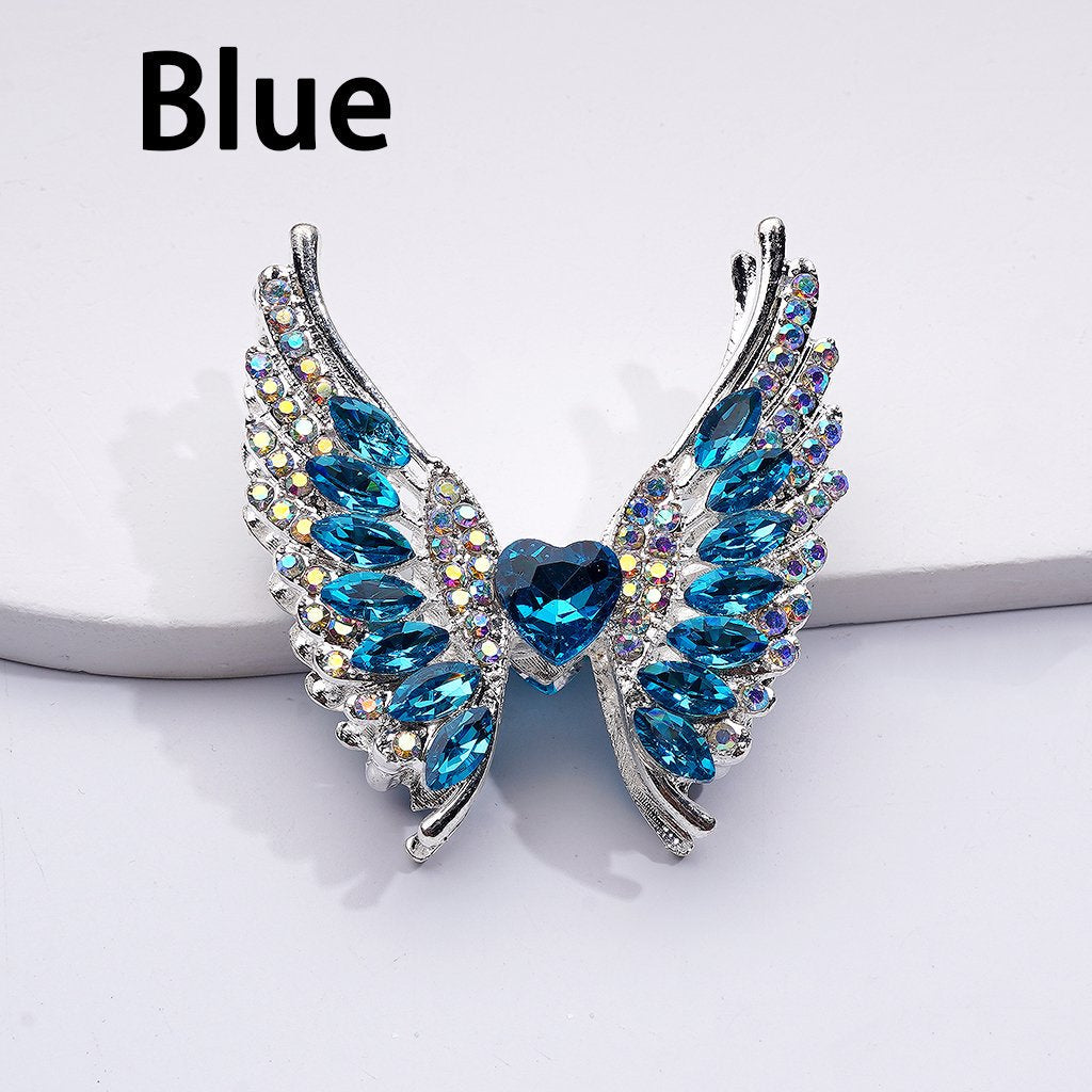 Exquisite Fancy Silver Alloy Angel's Wings Beads with Shiny Rhinestones, 46*50MM, Random Mix