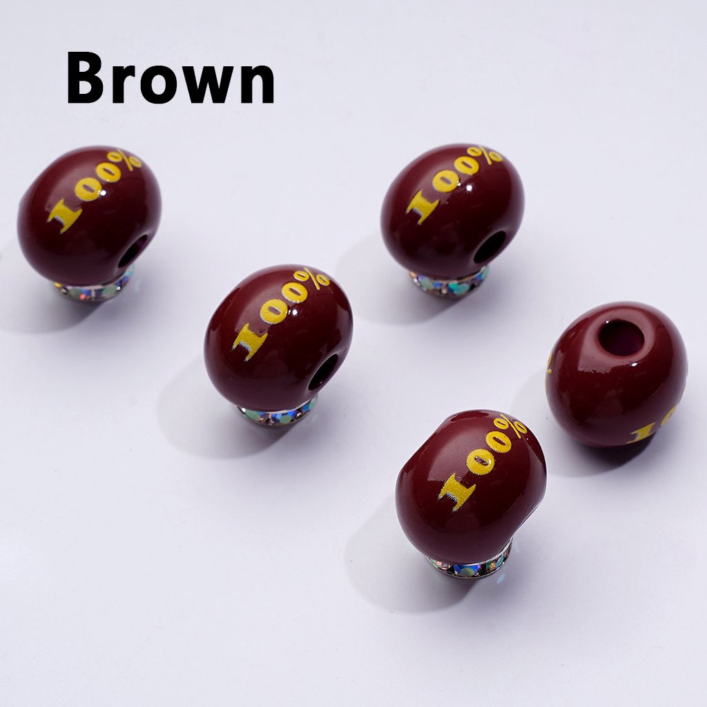 Mini Colorful Oval Beads with English Word Prints – Large Hole Acrylic, 13x15x20MM