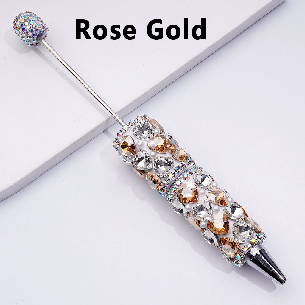Clay Beadable Pens – Decorated with Multicolor Shiny Hearts, White Pearls, AB Rhinestones & Chains