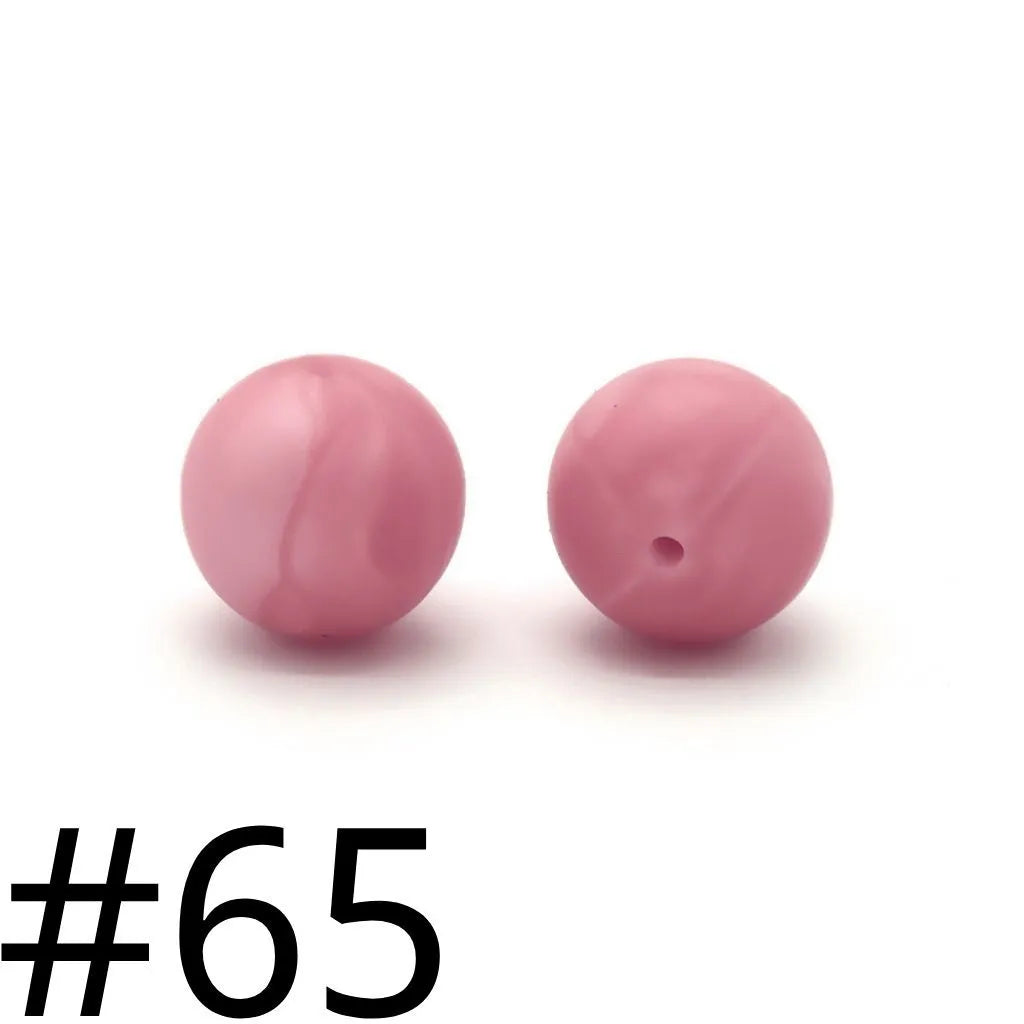 Silicone Beads, Solid Colors, 15 mm