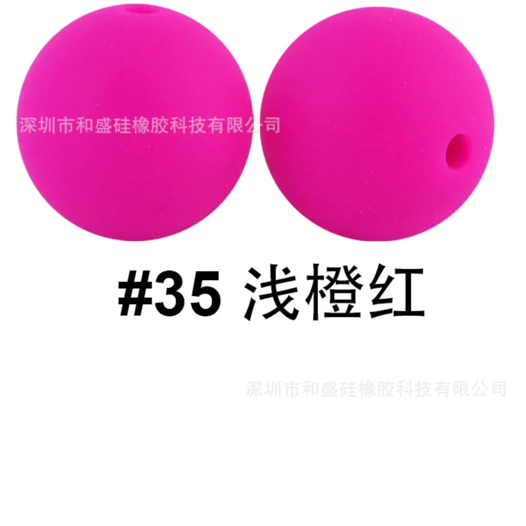 Silicone Beads, Solid Colors, 15 mm