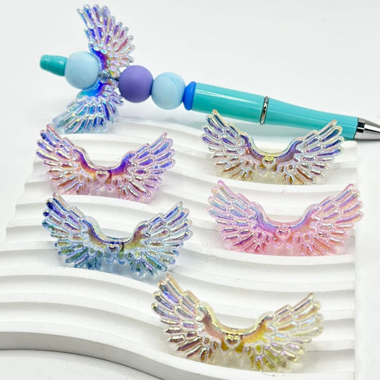 Shiny Wings UV Finish Acrylic Beads, Random Mix, 54*26MM