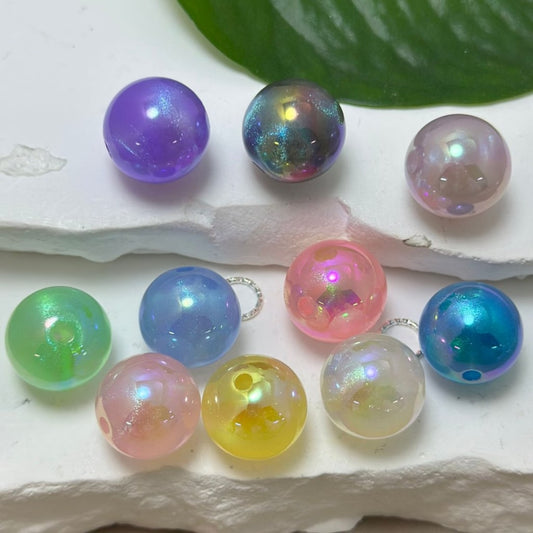 Colorful Round Bling Bling Shiny Glittery Acrylic Beads, 16MM, Please Read the Description
