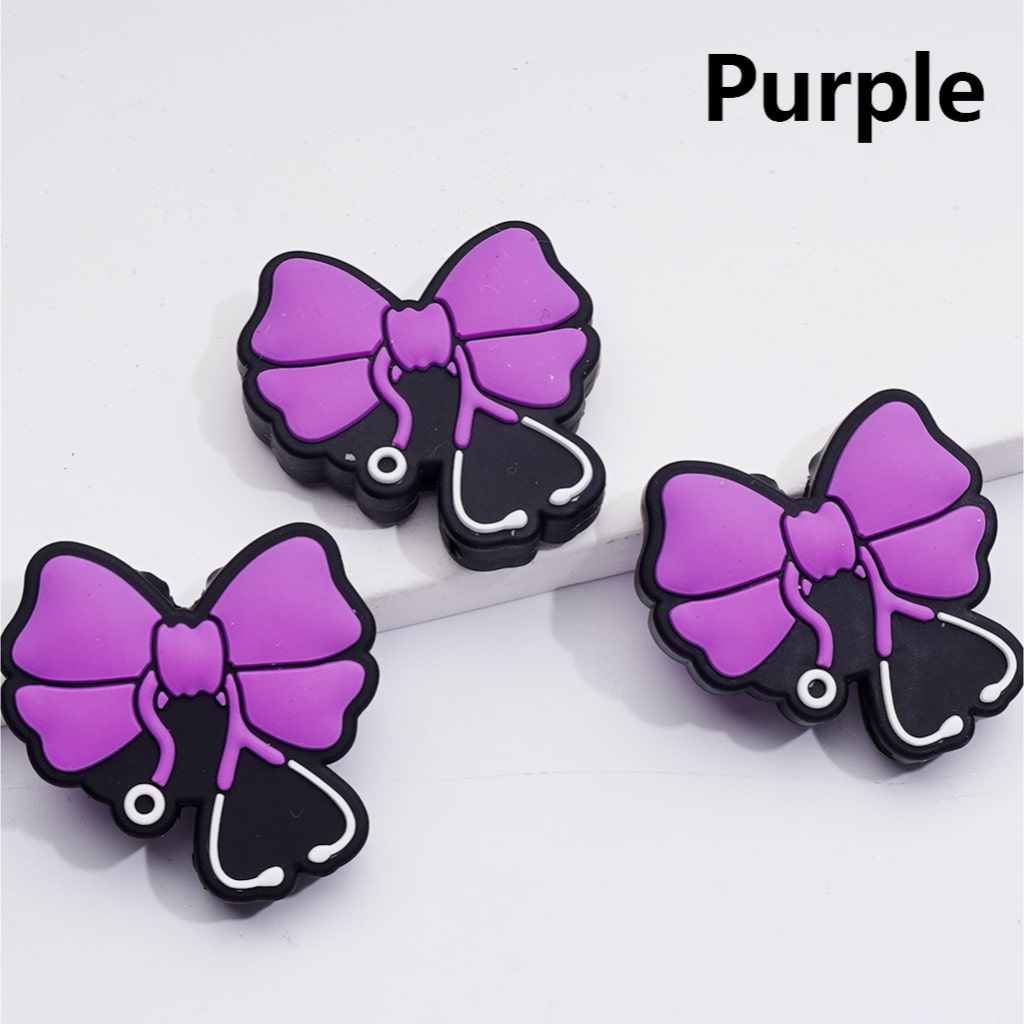 Cute Bowknot with Stethoscope Silicone Focal Beads