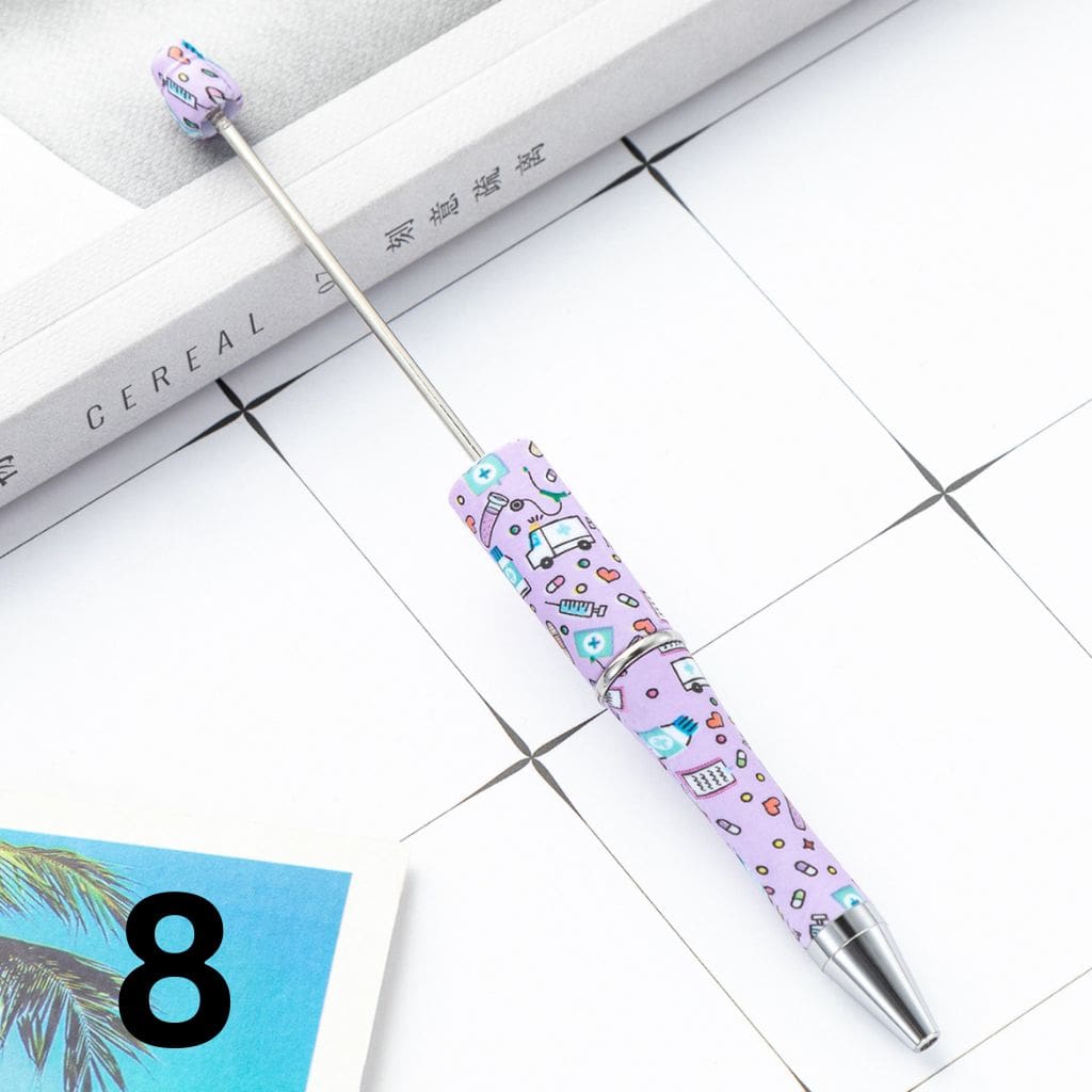 Nurses Doctor Print Beaded Pens with Healthcare Design Random Mix Beadable Pens
