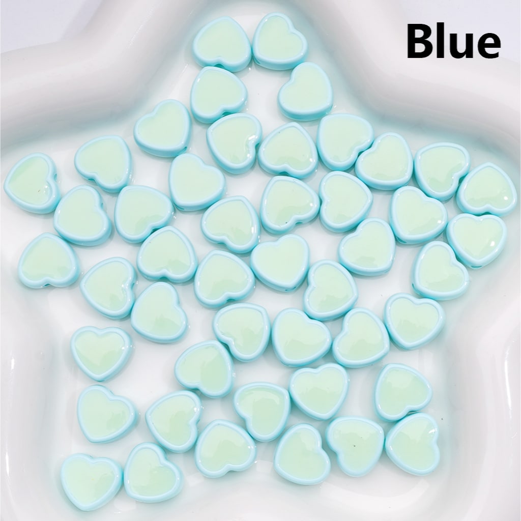Mini Luminous Heart Acrylic Beads in Multi-Colors, 13×12MM (500pcs Single Color Whole Bag Available)